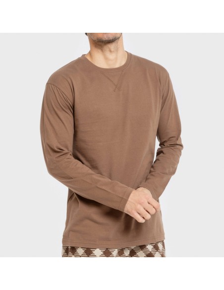 Pijama hombre franela Cuadro Bogota marrón