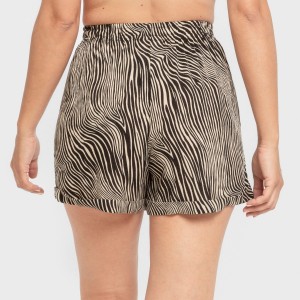 Pantalón corto viscosa bambula Drus beige - negro 2