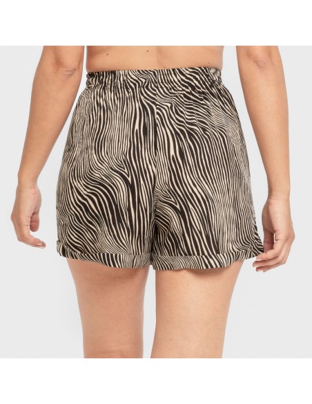 Pantalón corto viscosa bambula Drus beige - negro Pantalón corto viscosa bambula Drus beige - negro