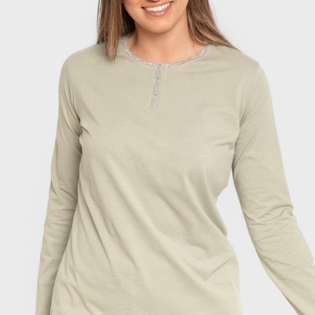 Pijama largo algodón Tebas verde cacería