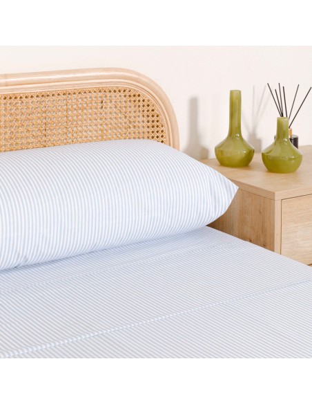Juego de sábanas algodón percal Raya Kodac celeste