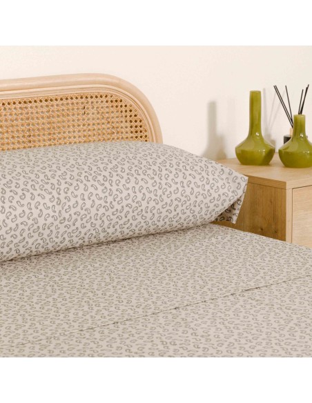 Juego de sábanas algodón Chili verde seco - topo