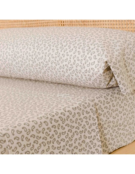 Juego de sábanas algodón Chili verde seco - topo