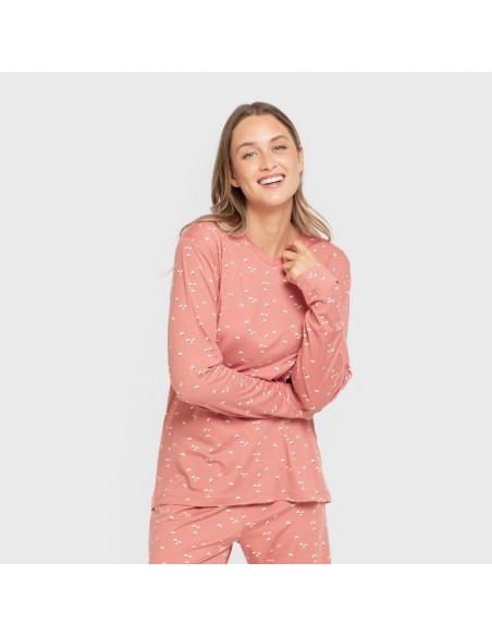Pijama largo mujer soft Tabitha marsala