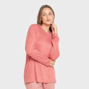 Pijama largo mujer soft Leonor marsala 2