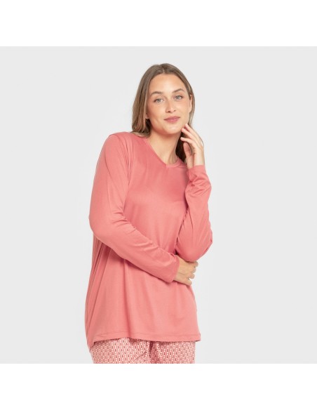 Pijama largo mujer soft Leonor marsala Pijama largo mujer soft Leonor marsala