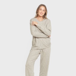 Pijama largo mujer soft Ambarina verde cacería 2