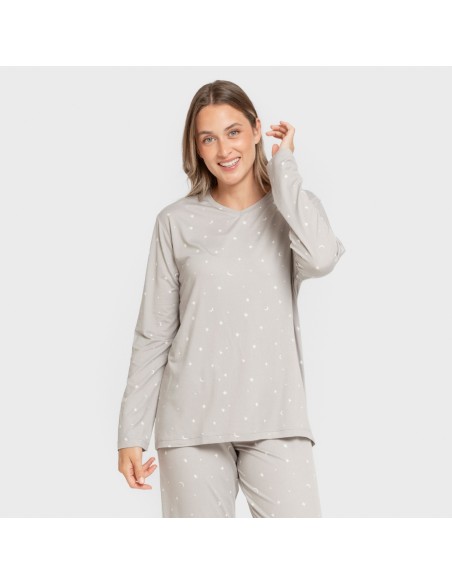 Pijama largo mujer soft Ambarina gris Pijama largo mujer soft Ambarina gris
