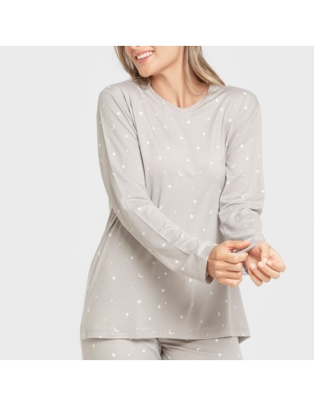 Pijama largo mujer soft Ambarina gris Pijama largo mujer soft Ambarina gris