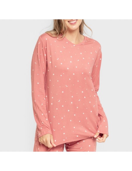 Pijama largo mujer soft Ambarina marsala Pijama largo mujer soft Ambarina marsala
