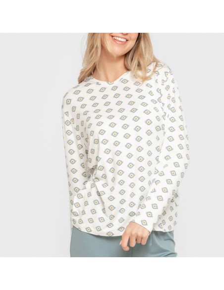 Pijama largo mujer soft Joy agua marina Pijama largo mujer soft Joy agua marina