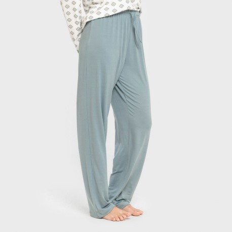 Pijama largo mujer soft Joy agua marina