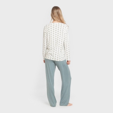 Pijama largo mujer soft Joy agua marina