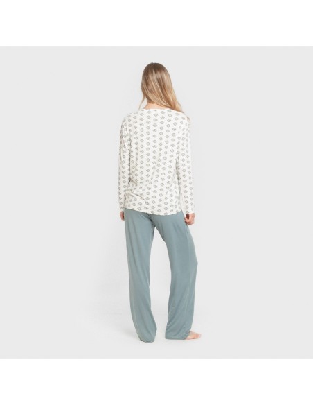 Pijama largo mujer soft Joy agua marina Pijama largo mujer soft Joy agua marina