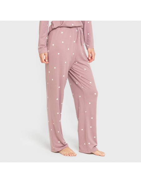 Pijama largo mujer soft Choer berenjena seco Pijama largo mujer soft Choer berenjena seco
