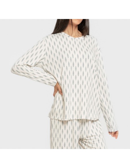 Pijama largo mujer soft Espiga agua marina