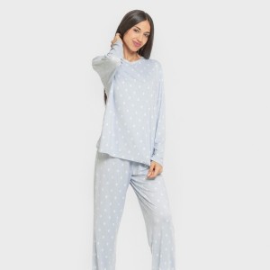 Pijama largo mujer soft Baby celeste 2