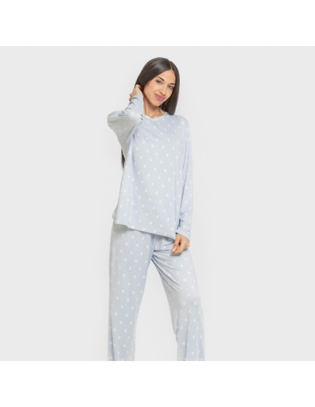 Pijama largo mujer soft Baby celeste