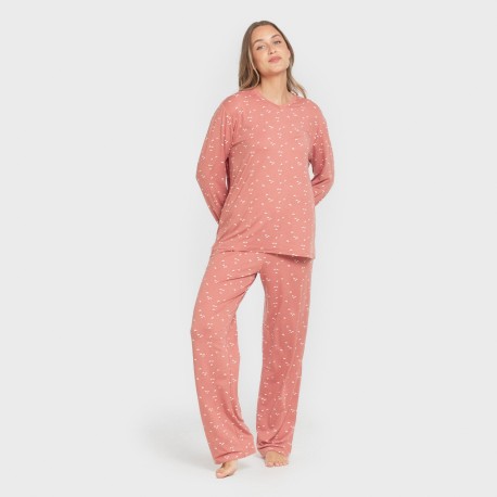 Pijama largo mujer soft Tabitha marsala