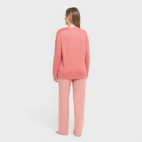 Pijama largo mujer soft Leonor marsala