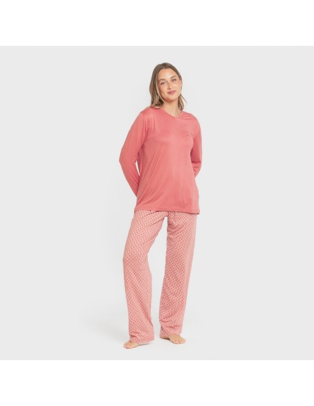 Pijama largo mujer soft Leonor marsala Pijama largo mujer soft Leonor marsala