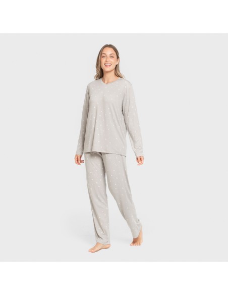 Pijama largo mujer soft Ambarina gris Pijama largo mujer soft Ambarina gris