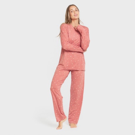 Pijama largo mujer soft Ambarina marsala