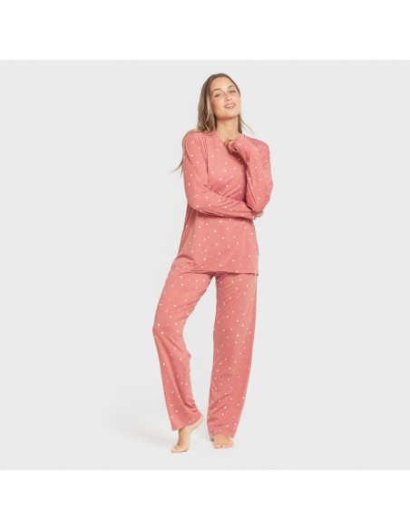 Pijama largo mujer soft Ambarina marsala Pijama largo mujer soft Ambarina marsala