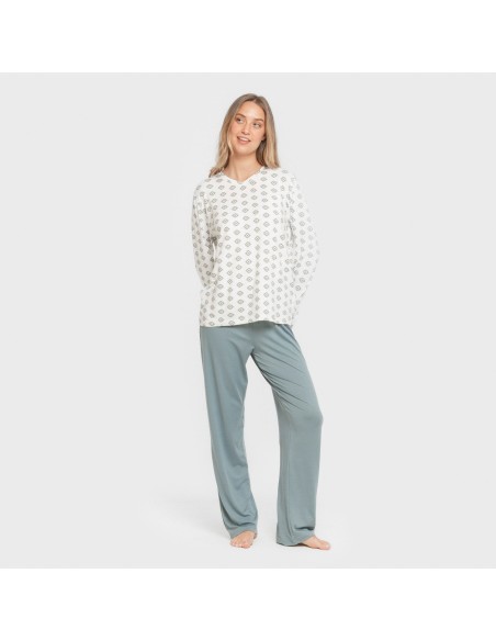 Pijama largo mujer soft Joy agua marina Pijama largo mujer soft Joy agua marina