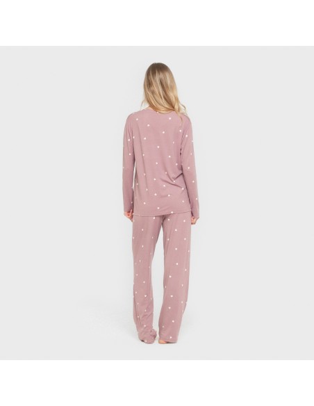 Pijama largo mujer soft Choer berenjena seco Pijama largo mujer soft Choer berenjena seco