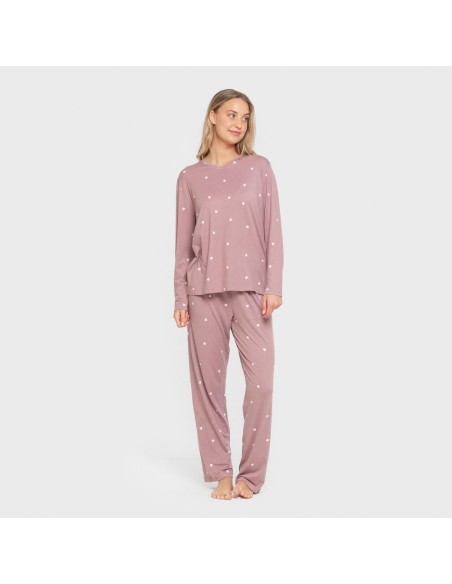 Pijama largo mujer soft Choer berenjena seco Pijama largo mujer soft Choer berenjena seco