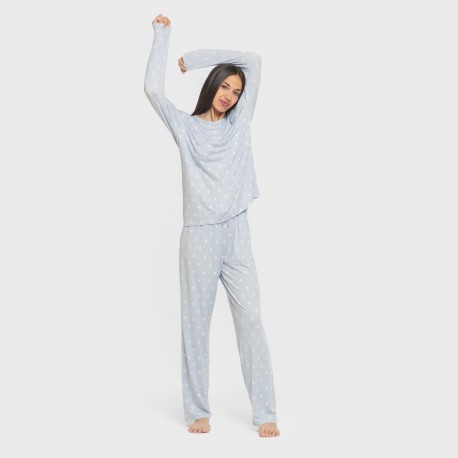 Pijama largo mujer soft Baby celeste