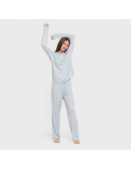 Pijama largo mujer soft Baby celeste