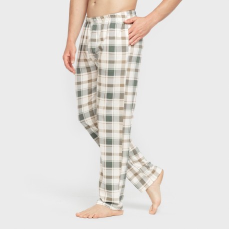 Pijama largo algodón hombre Cuadro Noric verde