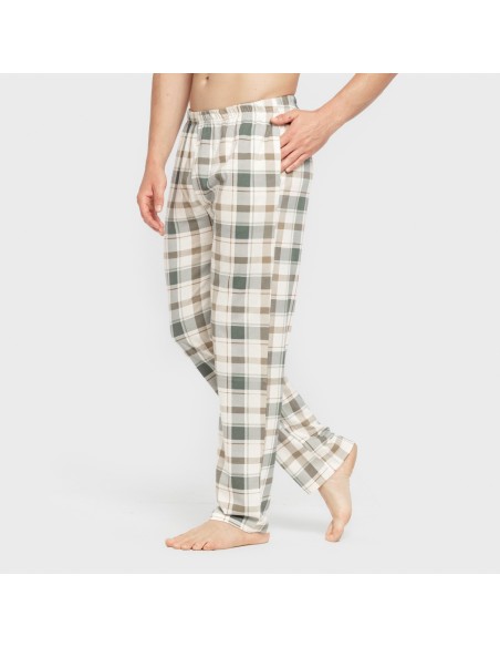 Pijama largo algodón hombre Cuadro Noric verde