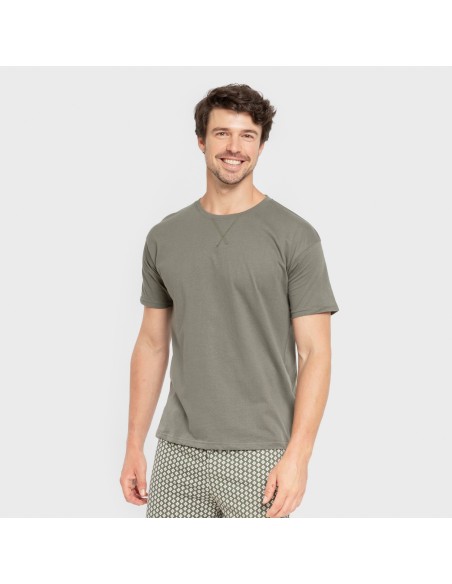 Pijama corto algodón hombre Sassy verde cacería
