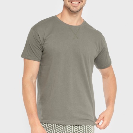 Pijama corto algodón hombre Sassy verde cacería