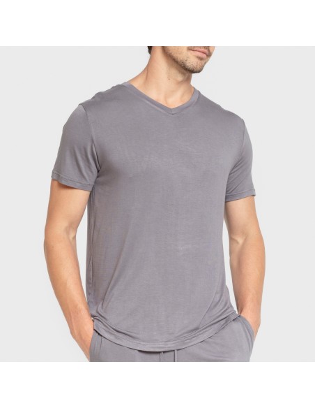 Pijama corto viscosa hombre gris azulado
