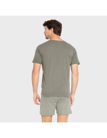 Pijama corto algodón hombre Sassy verde cacería