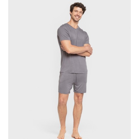 Pijama corto viscosa hombre gris azulado