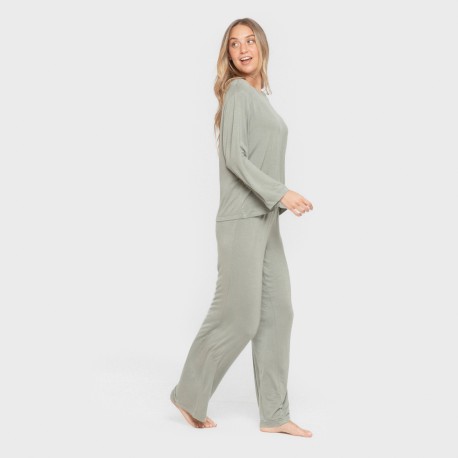 Pijama largo viscosa mujer