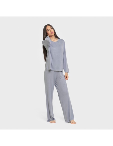 Pijama largo viscosa mujer liso Pijama largo viscosa mujer liso