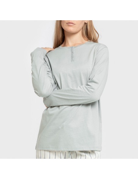 Pijama largo algodón Lalita agua marina