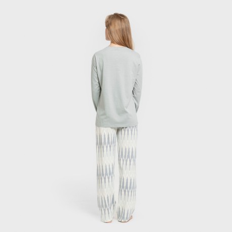 Pijama largo algodón Lalita agua marina