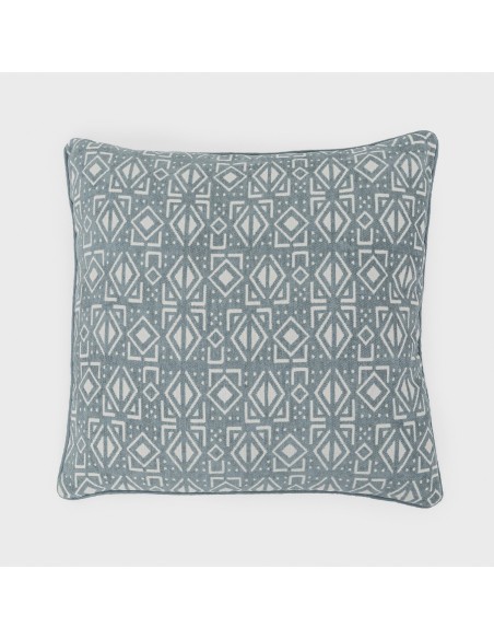 Cojín cuadrante jacquard chenilla Tiberio verde francés - funda + relleno