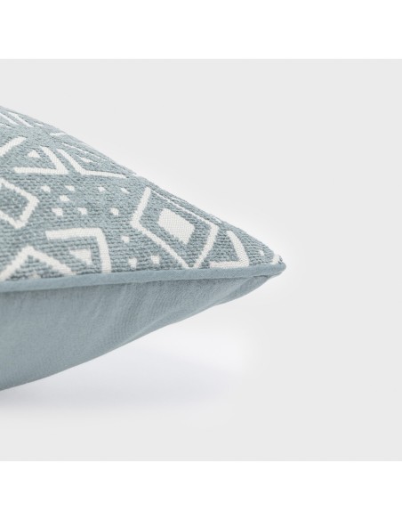 Cojín cuadrante jacquard chenilla Tiberio verde francés - funda + relleno