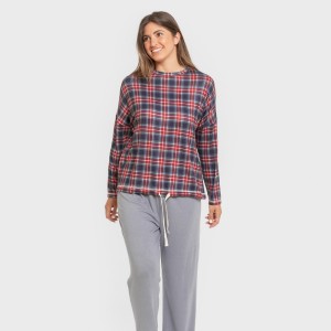 Pijama largo Secret mujer Cuadro Tuc indigo 2