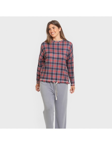 Pijama largo Secret mujer Cuadro Tuc indigo