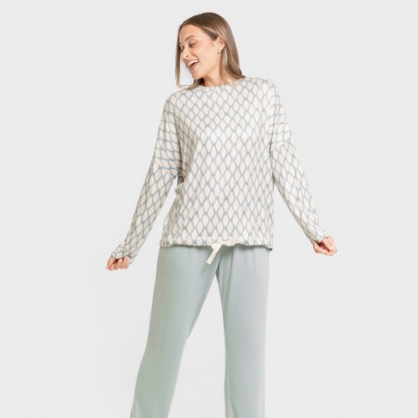 Pijama largo Secret mujer Orlando azul
