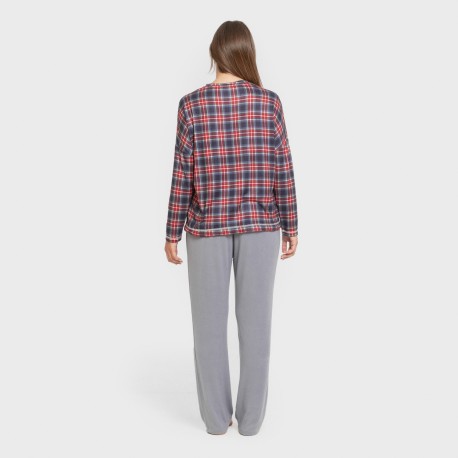 Pijama largo Secret mujer Cuadro Tuc indigo